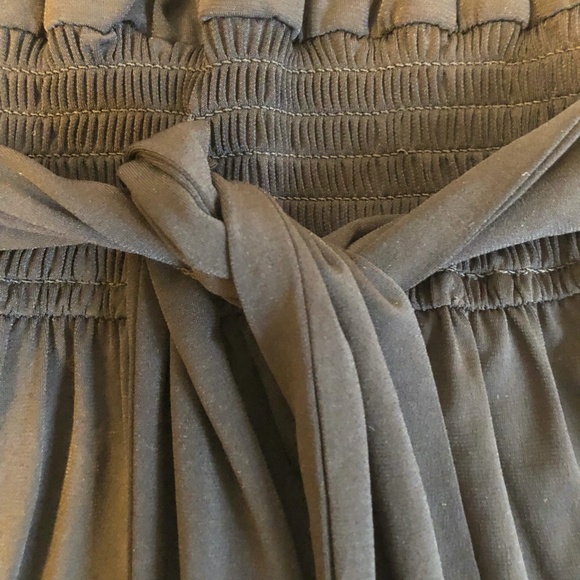 Muse Exclusively for Boston Proper Black Deep V Neck Tie Waist Dress - Picture 5 of 5